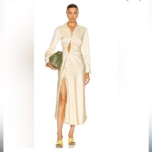 Georgia Alice Yellow Satin Universe Dress Butter Yellow Sz 2 $695